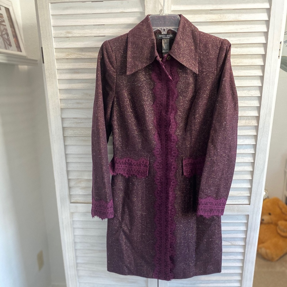 Bisou Bisou Tweed Coat with Lace Size 6
